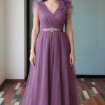 sim detaylı kemeri taşlı uzun kolsuz abiye elbise 8818