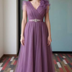 sim detaylı kemeri taşlı uzun kolsuz abiye elbise 8818