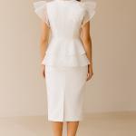 Kısa Kollu Çiçek Desenli Dantel Beyaz Günlük Midi Elbise