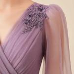 piliseli omuzu taşlı organze tül abiye 7374